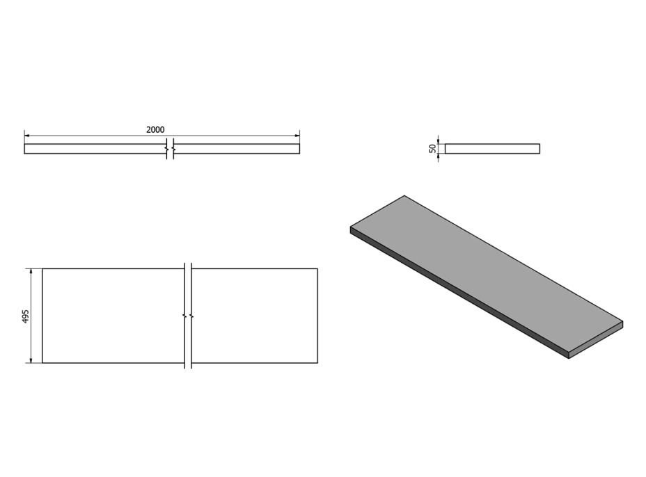 Sapho AVICE doska 200x50cm, cement AV207