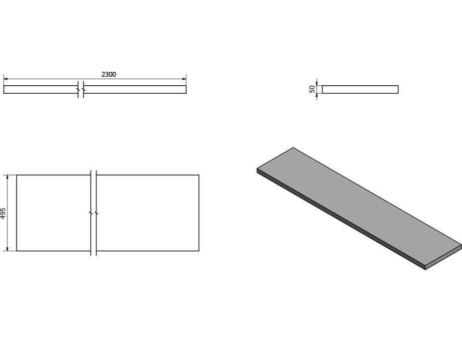 Sapho AVICE doska 230x50cm, dub Rover AV234