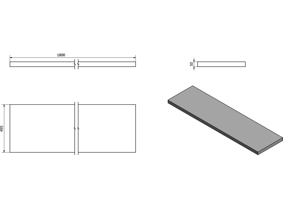 Sapho AVICE doska 180x50cm, dub starobiely AV185