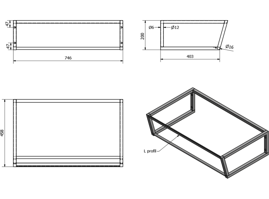 Sapho SKA konzola pod umývadlo 750x200x460mm, biela mat SKA212