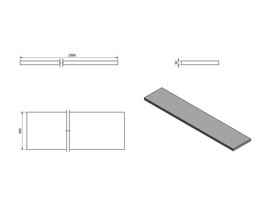 Sapho AVICE doska 250x50cm, dub Rover AV254