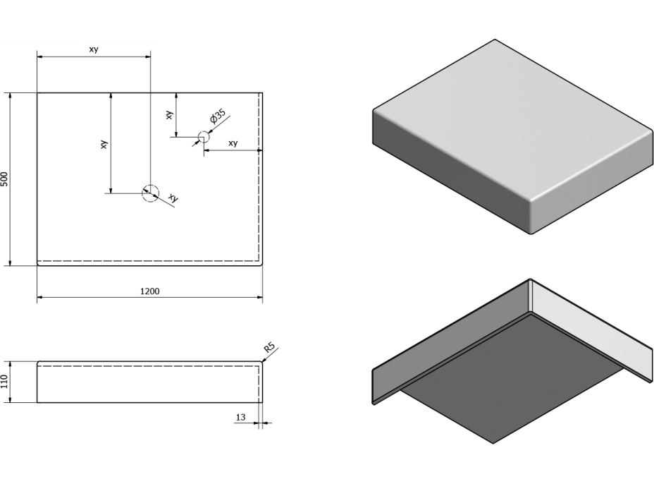 Sapho TAILOR rockstone doska 120x50 cm, prevedenie goliera R TR120R