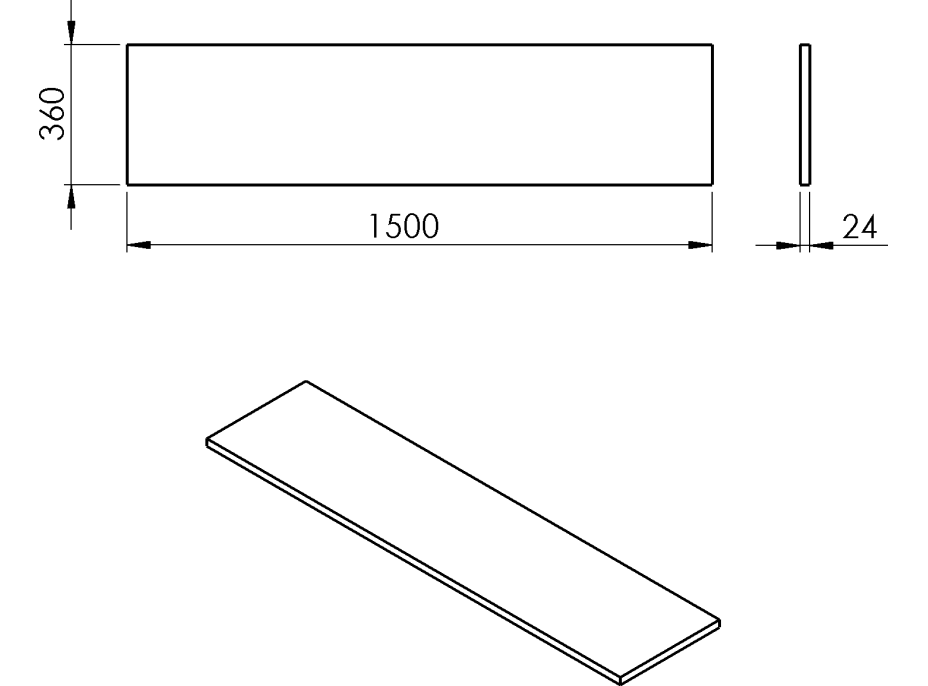 Sapho PLATO doska Rockstone 1500x24x360mm, biela mat PL156-0101