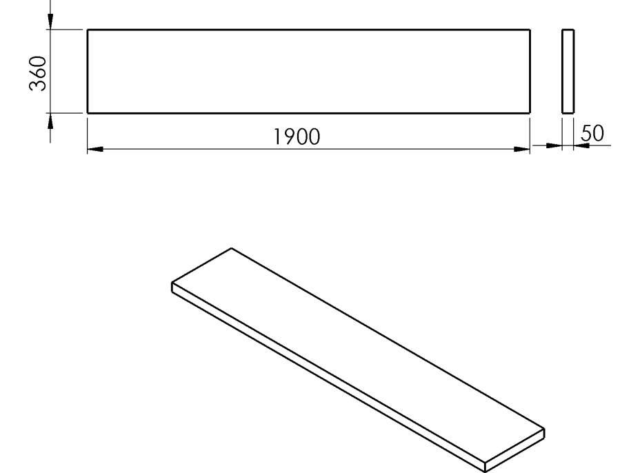 Sapho AVICE doska 190x36cm, cement AV1967