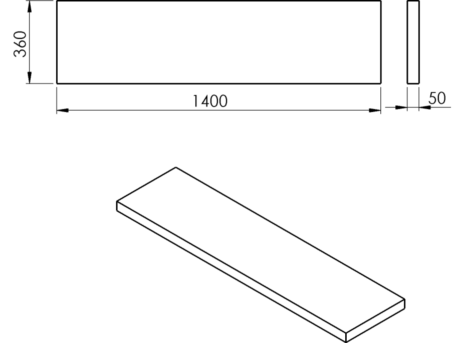 Sapho AVICE doska 140x36cm, šedý kameň AV14610