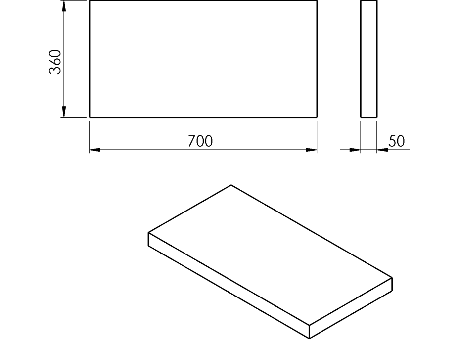 Sapho AVICE doska 70x36cm, dub starobiely AV0765