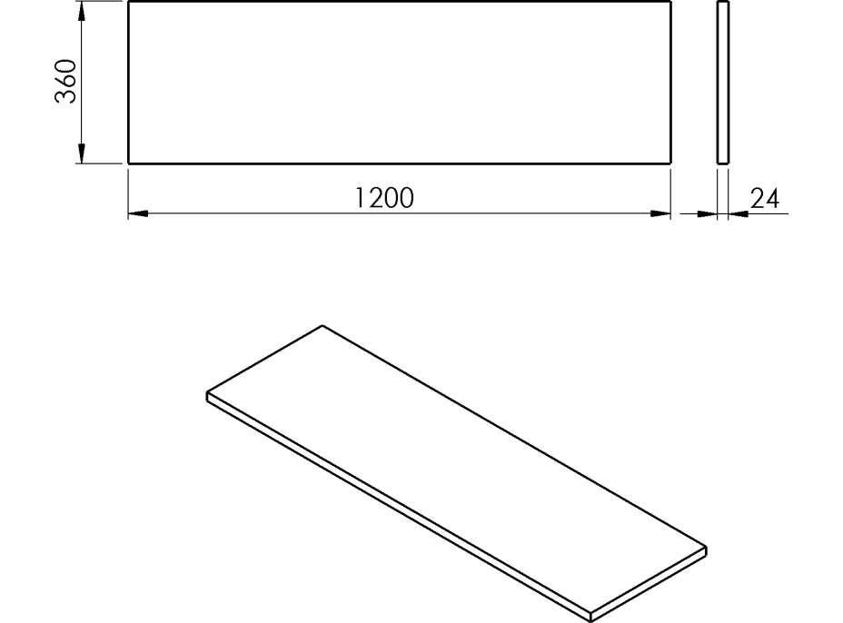 Sapho PLATO doska Rockstone 1200x24x360mm, biela mat PL126-0101