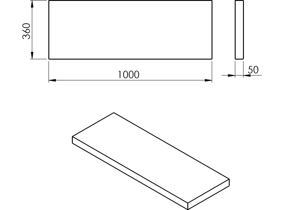 Sapho AVICE doska 100x36cm, dub tmavý AV10611