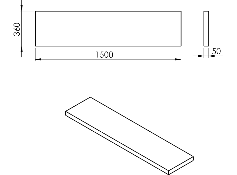 Sapho AVICE doska 150x36cm, dub Rover AV1564