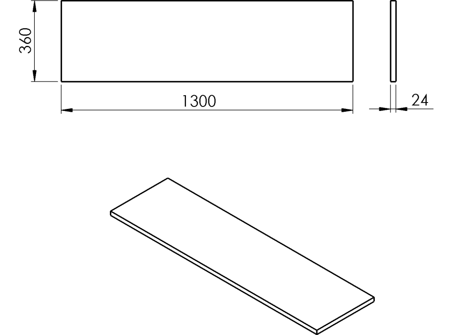 Sapho PLATO doska Rockstone 1300x24x360mm, biela mat PL136-0101