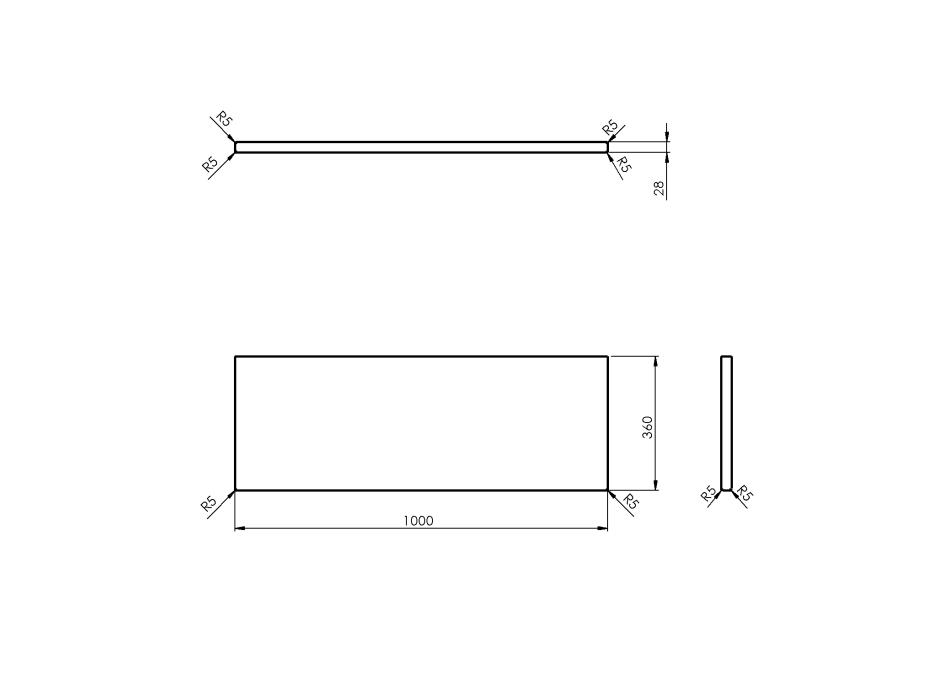 Sapho WOODY doska 1000x28x360mm, masív prírodný dub WD106-70