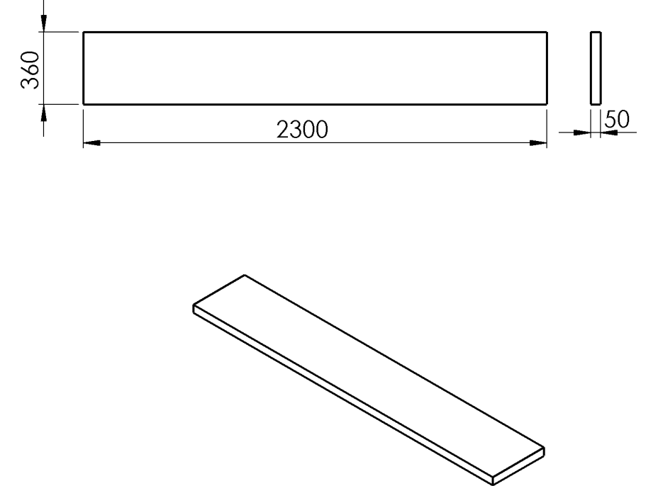 Sapho AVICE doska 230x36cm, dub tmavý AV23611