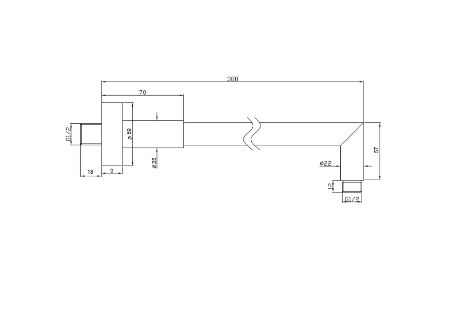 Bruckner Sprchové ramienko okrúhle, 380mm, mosadz/chróm 621.400.1