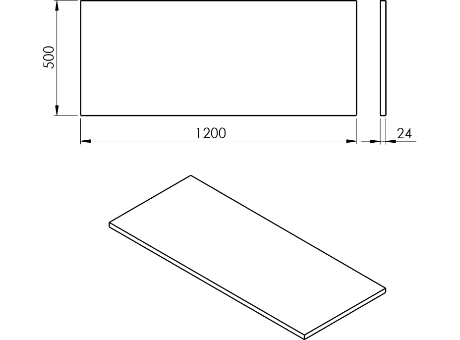 Sapho PLATO doska Rockstone 1200x24x500mm, biela mat PL120-0101