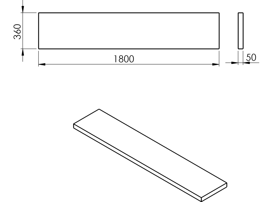 Sapho AVICE doska 180x36cm, dub tmavý AV18611