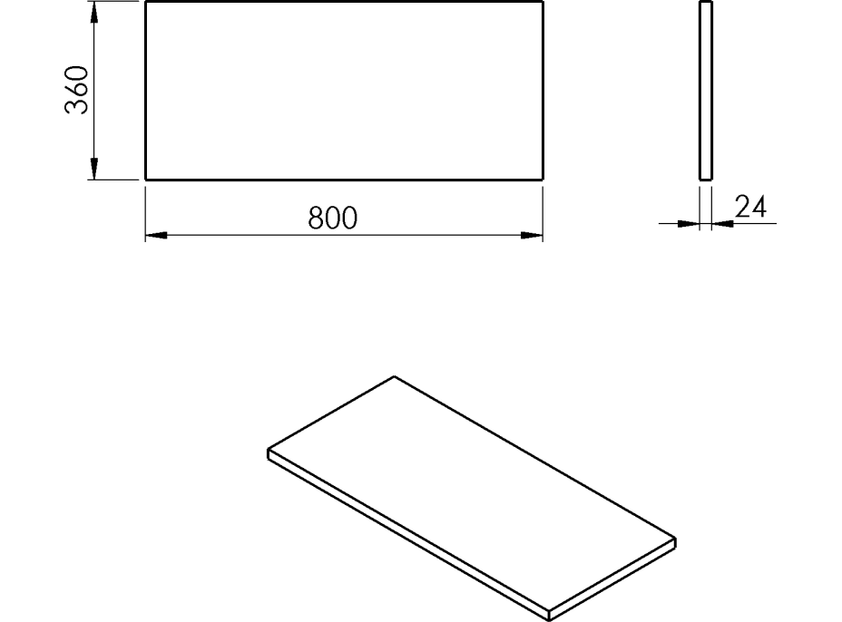 Sapho PLATO doska Rockstone 800x24x360mm, biela mat PL086-0101