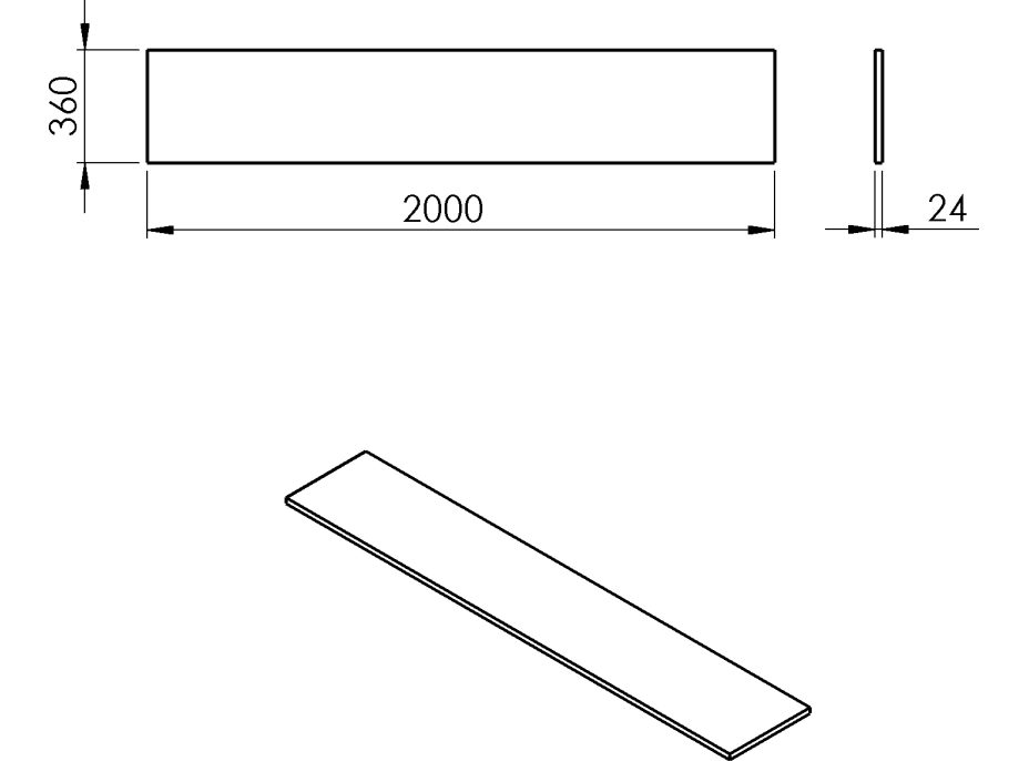 Sapho PLATO doska Rockstone 2000x24x360mm, biela mat PL206-0101