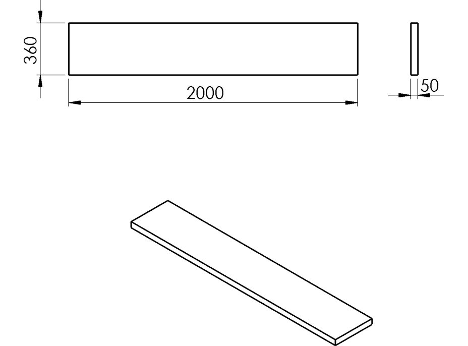 Sapho AVICE doska 200x36cm, aquamarine AV2066