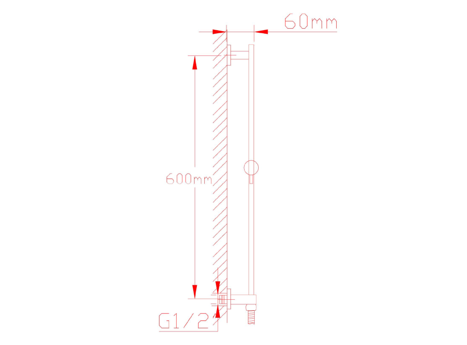 Sapho Sprchová tyč s vývodom vody, posuvný držiak, 600mm, chróm 1202-04