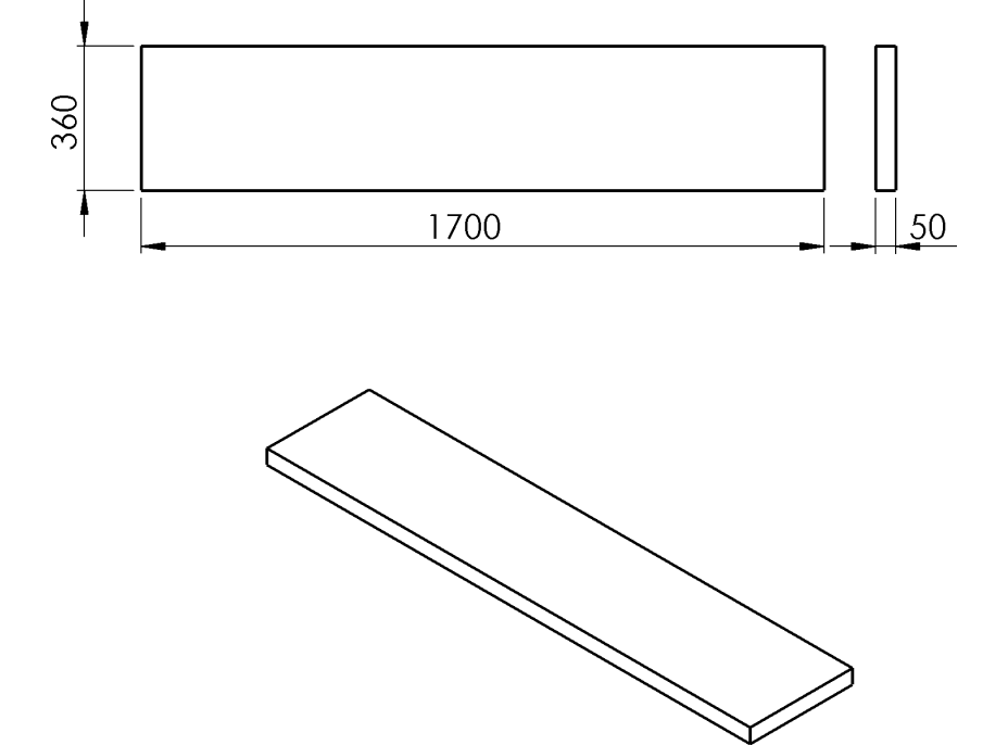 Sapho AVICE doska 170x36cm, dub tmavý AV17611