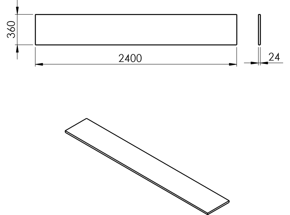 Sapho PLATO doska Rockstone 2400x24x360mm, biela mat PL246-0101