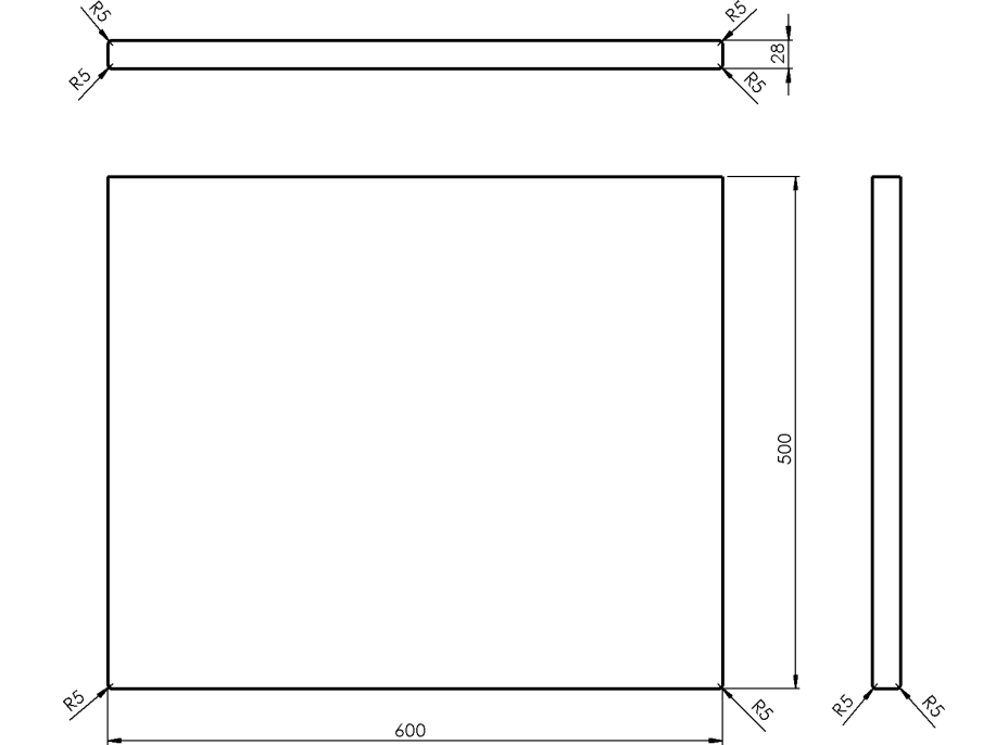 Sapho WOODY doska 600x28x500mm, masív prírodný dub WD060-70