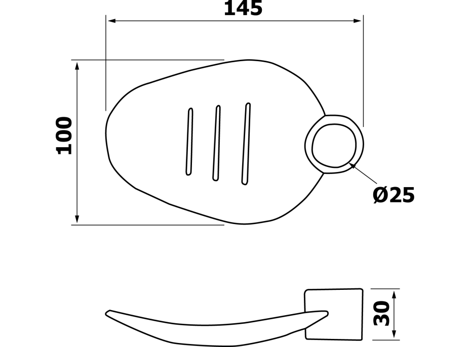 Aqualine Mydelnička pre sprchovú tyč 25mm, plast 11447