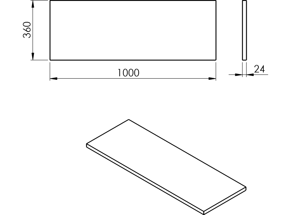 Sapho PLATO doska Rockstone 1000x24x360mm, biela mat PL106-0101