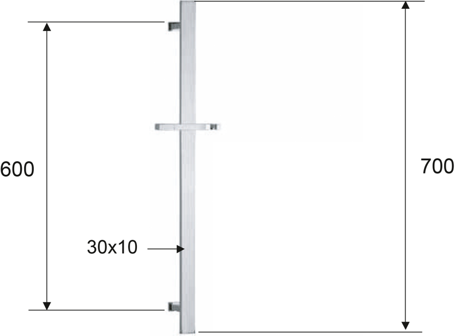 Sapho Sprchová tyč, posuvný držiak, hranatá, 700 mm, čierna mat SC415