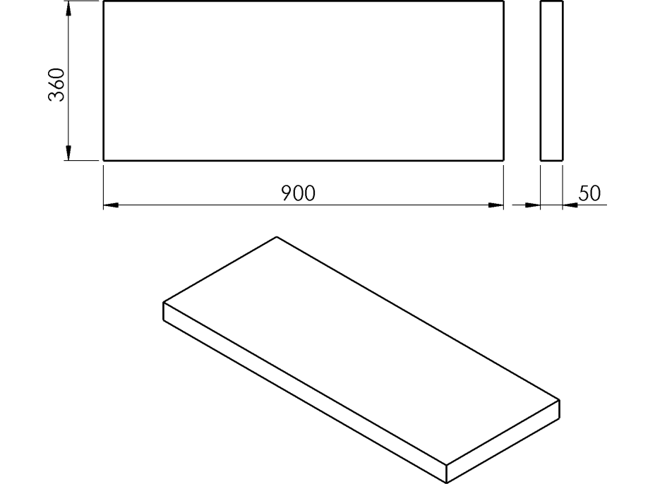 Sapho AVICE doska 90x36cm, dub tmavý AV09611