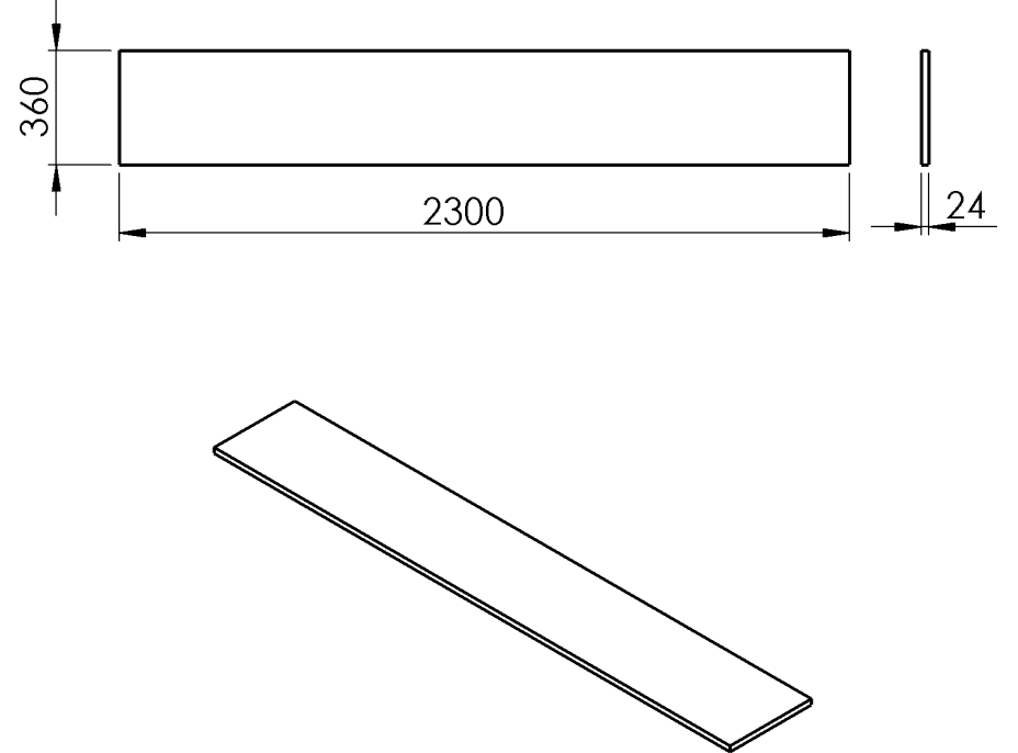 Sapho PLATO doska Rockstone 2300x24x360mm, biela mat PL236-0101