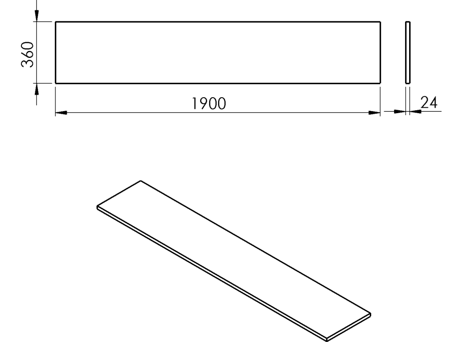 Sapho PLATO doska Rockstone 1900x24x360mm, biela mat PL196-0101