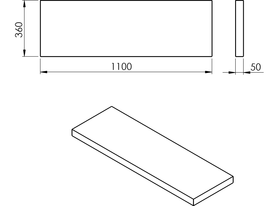 Sapho AVICE doska 110x36cm, aquamarine AV1166