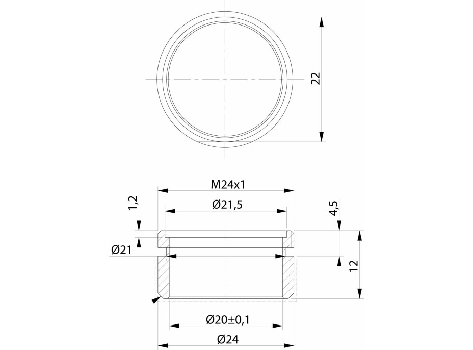 Sapho Perlátor vonkajší závit M24x1, zlato mat 3070.290