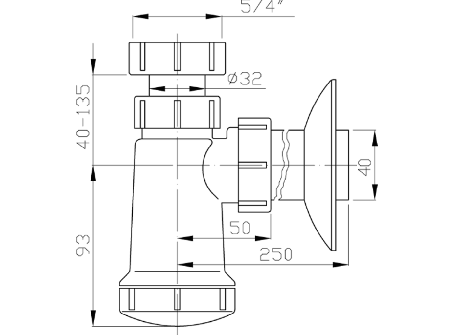 Bruckner Umývadlový sifón 5/4", DN40, biela 151.109.0