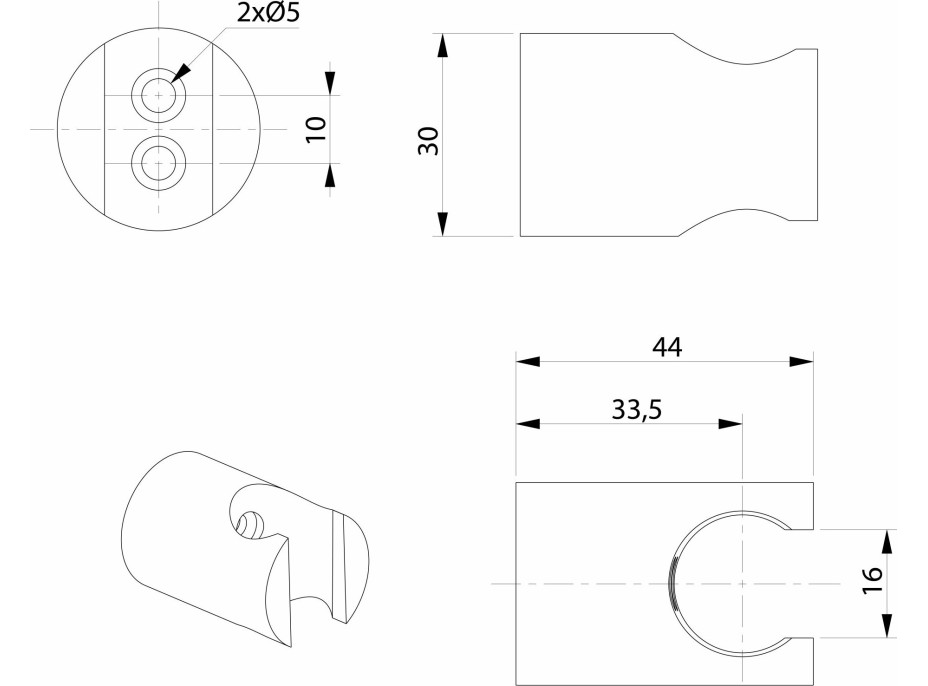 Sapho Držiak sprchy okrúhly, pevný, zlato mat 1205-15GB