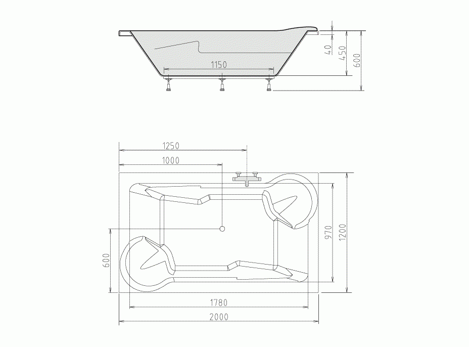 Polysan DUO obdĺžniková vaňa 200x120x45cm, biela 16111