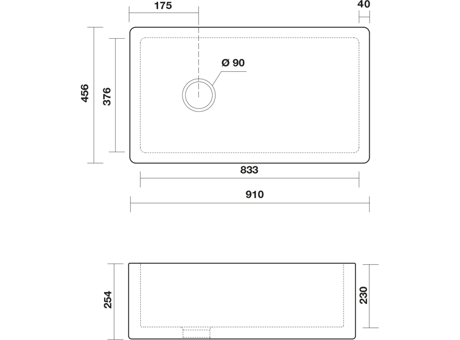 Kerasan ESSEX keramický drez 91x45, 6cm, biela 541201