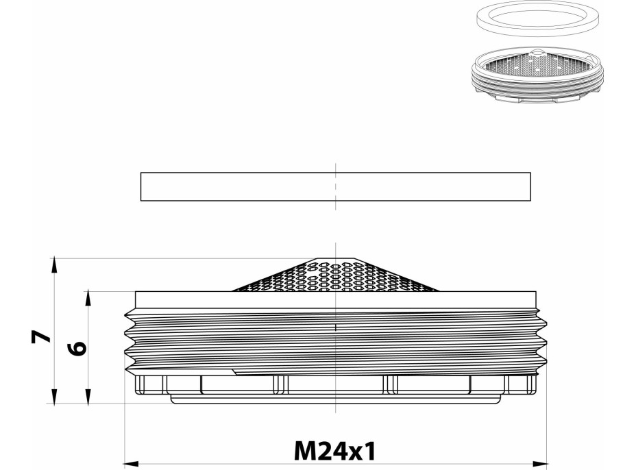 Sapho Perlátor vonkajší závit M24x1, plast AERWS