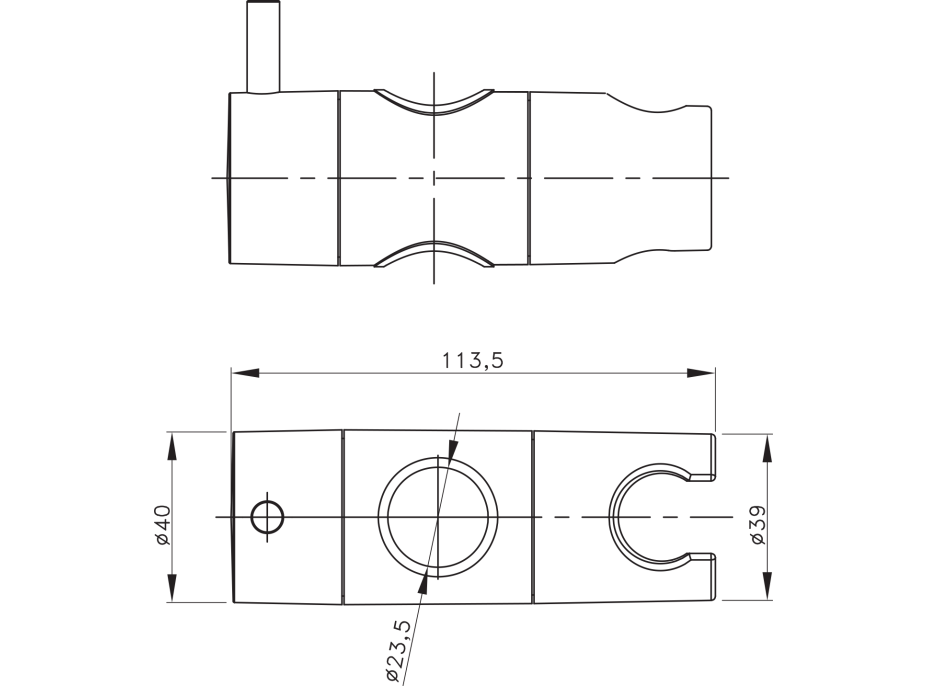 Sapho Držiak pre sprchovú tyč 23mm, ABS/čierna mat NDKJ639