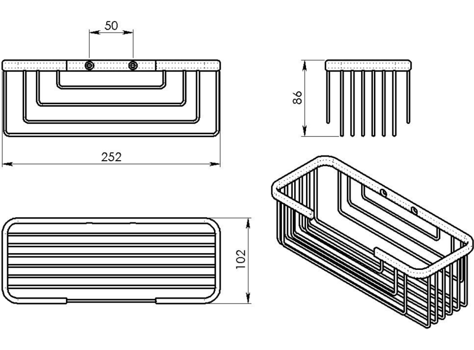 Gedy SMART polica, 252x86x102mm, čierna mat 2419-14