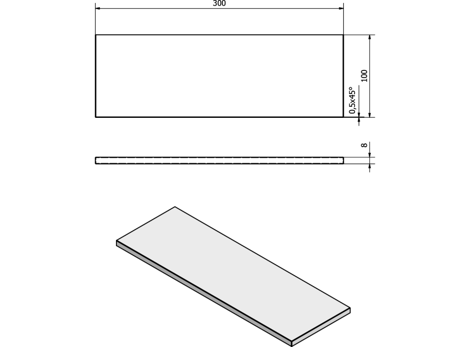 Sapho Police 300x100x8mm, mliečne sklo 22479