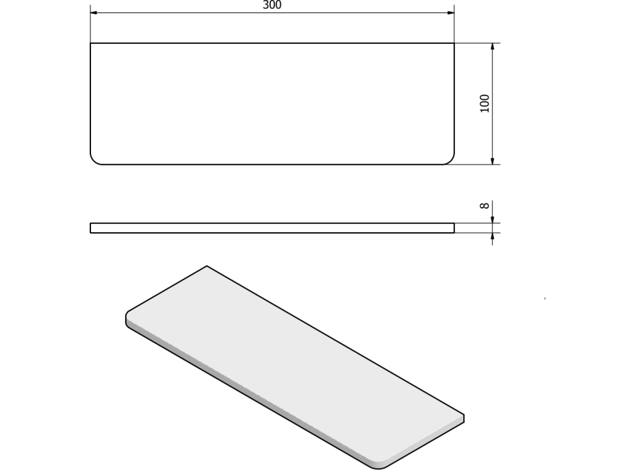 Sapho Police 300x100x8mm, číre sklo 23479