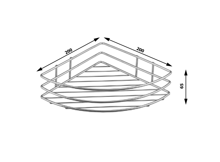 Aqualine CHROM LINE drôtená polica rohová jednoduchá, chróm 37005
