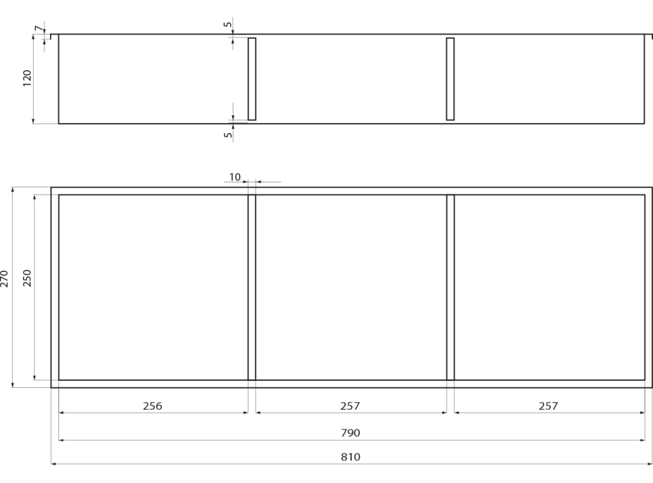 Polysan INSERTA zapustená polica do obkladu, 270x810 mm, nerez, antracit 1301-27B