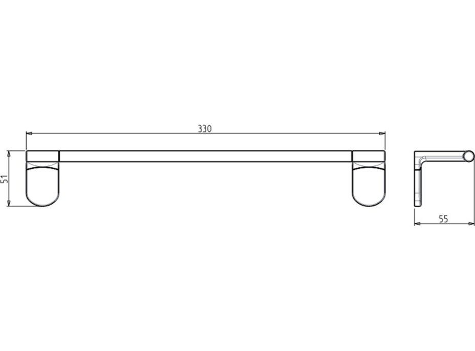 METAFORM ZERO držiak uterákov 330x55mm, chróm ZE320