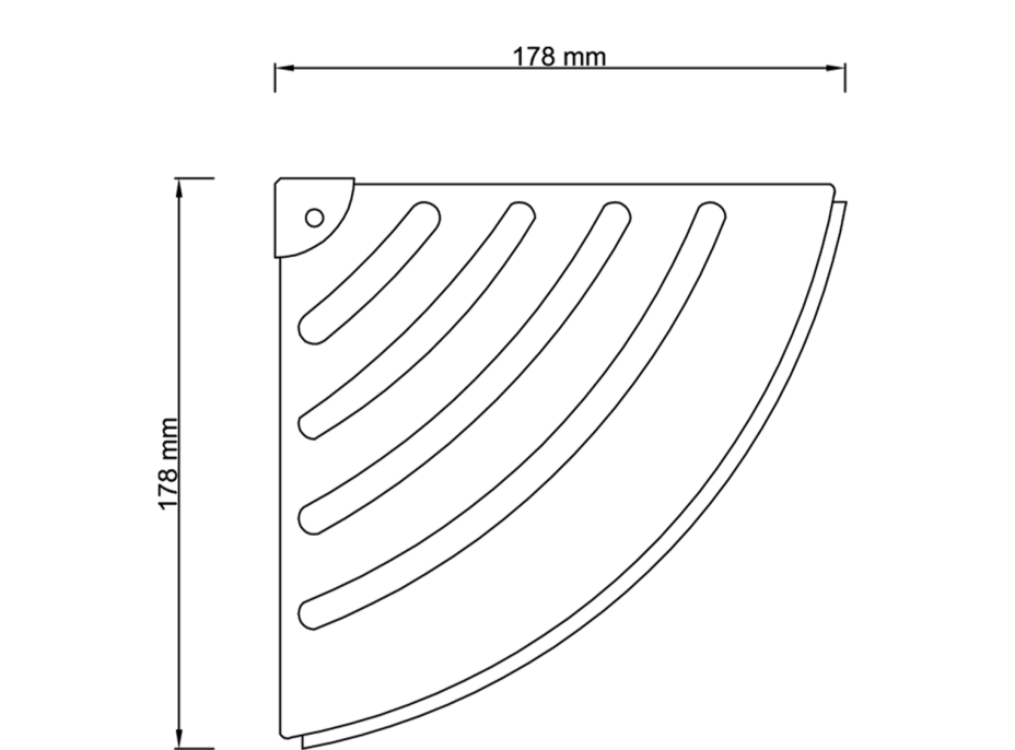 Gedy Rohová polica do sprchy, 178x178 mm, oblá, ABS/nerez lesk ES81
