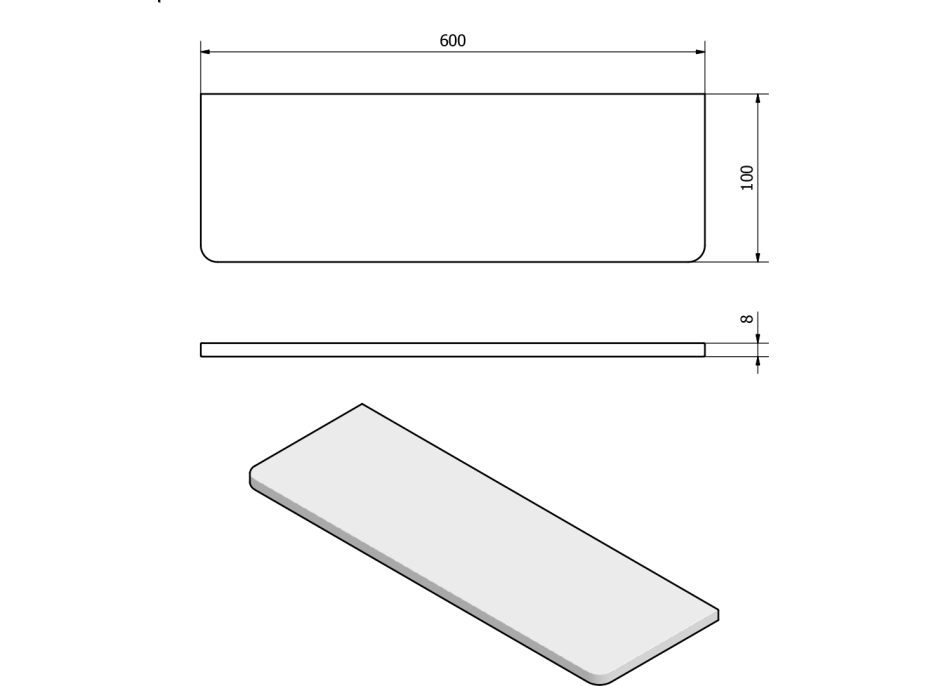 Sapho Police 600x100x8mm, číre sklo 23482