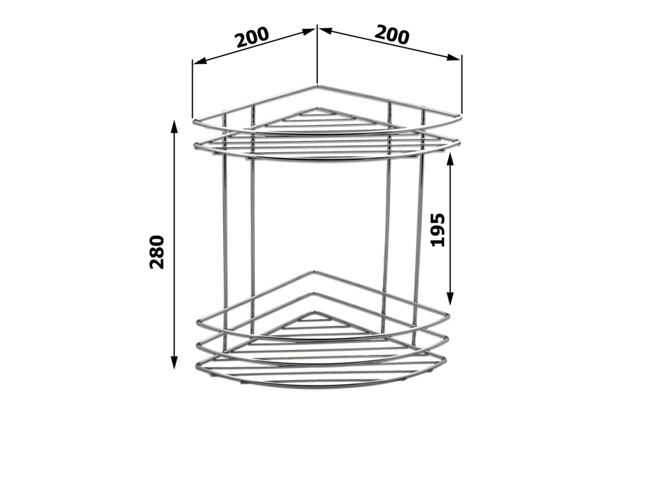 Aqualine CHROM LINE drôtená polica rohová dvojitá, chróm 37010