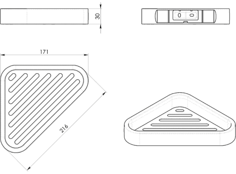 Gedy SMART rohová polica do sprchy, 170x30x170mm, čierna mat 328314